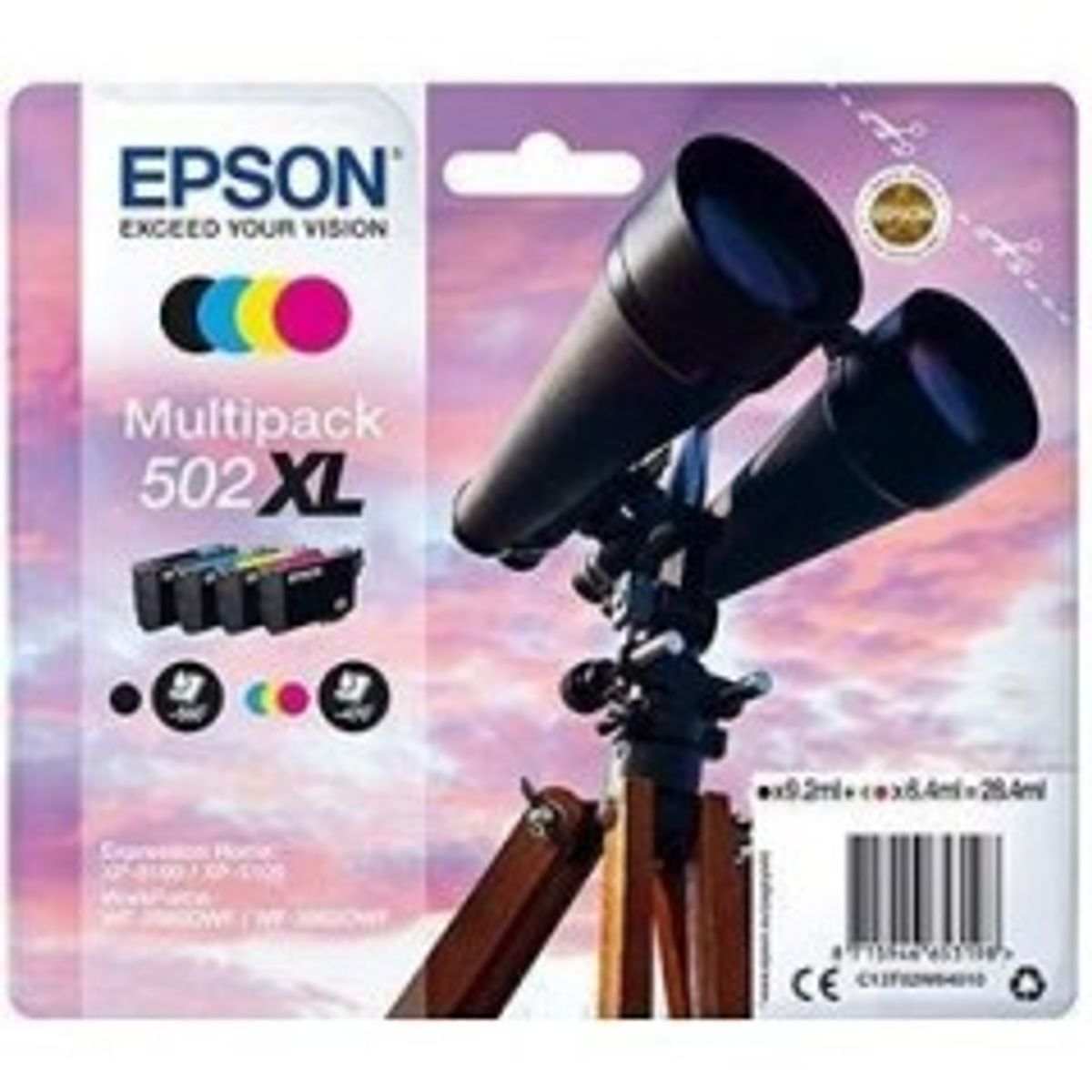 Epson 502XL Multipack Sort Gul Cyan Magenta Blæk C13T02W64010