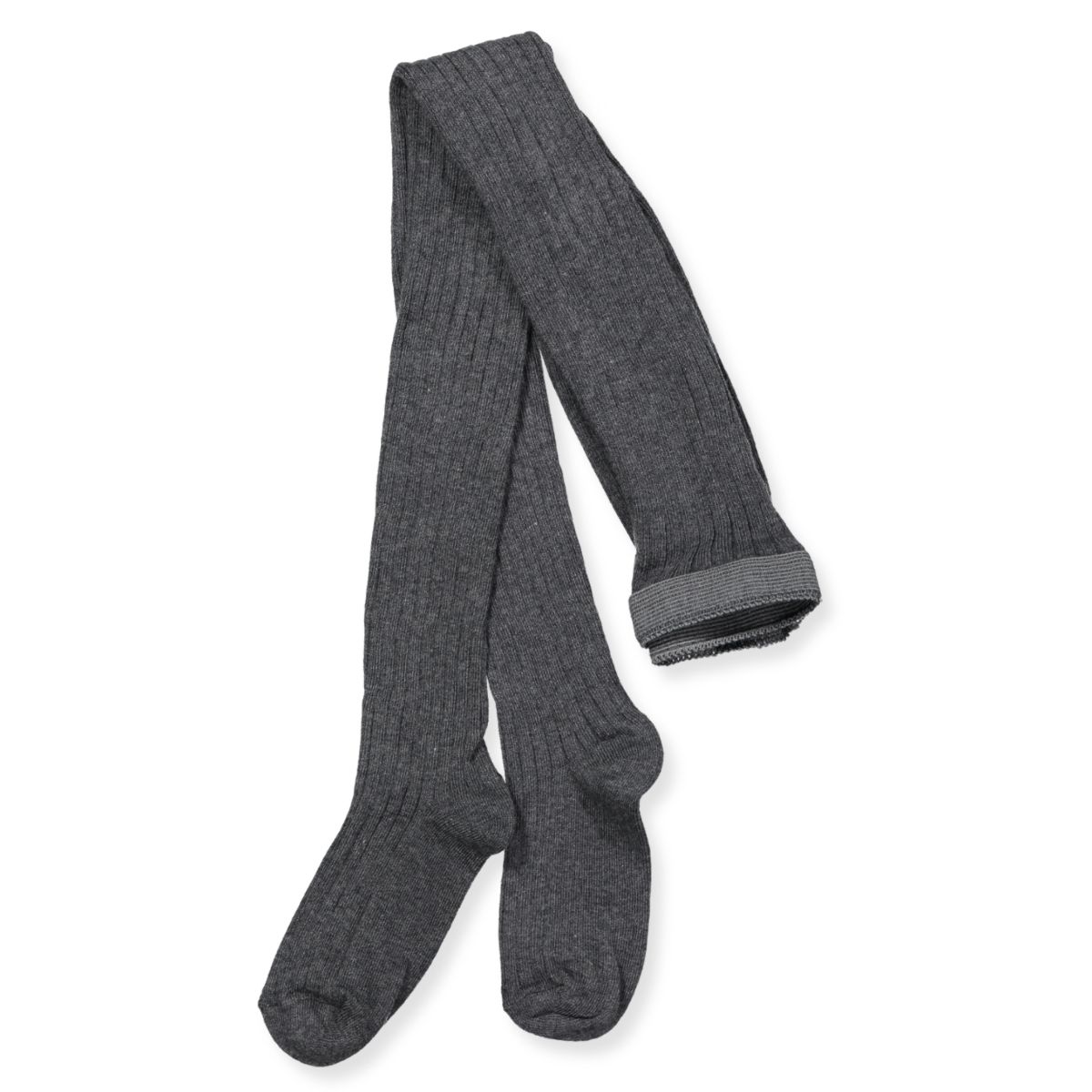 Dark grey melange rib strømpebukser (130 cm)