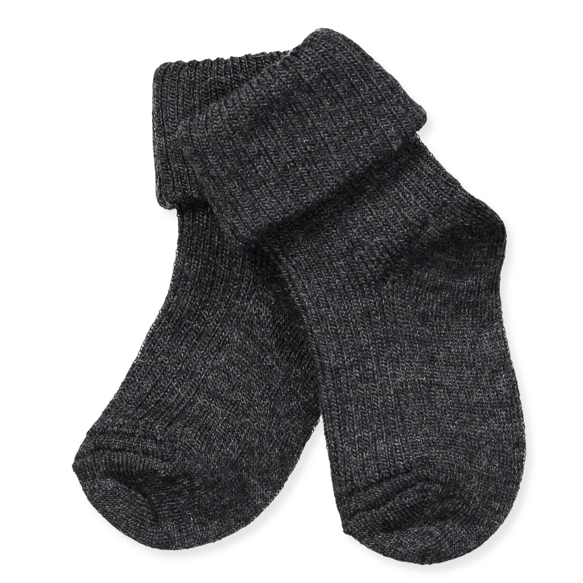 Dark grey melange uld babystrømper (22-24)