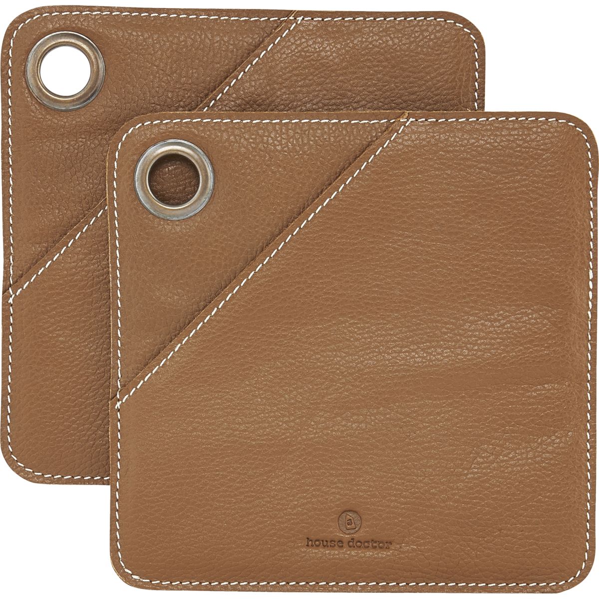 Grydelapper, HDSquare, Brun - Brown / Leather / l: 20.5 cm, w: 20.5 cm