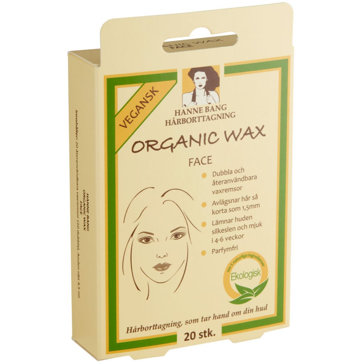 Hanne bang hårfjerning organic wax face 20 stk.